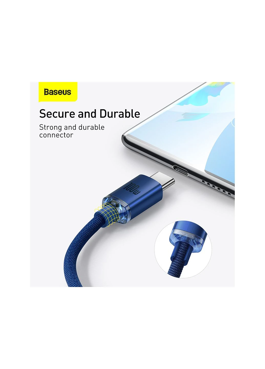 Кабель Fast Charging Data Cable USB to Type-C 100W 2m Синий Baseus Crystal Shine Series (401174784)