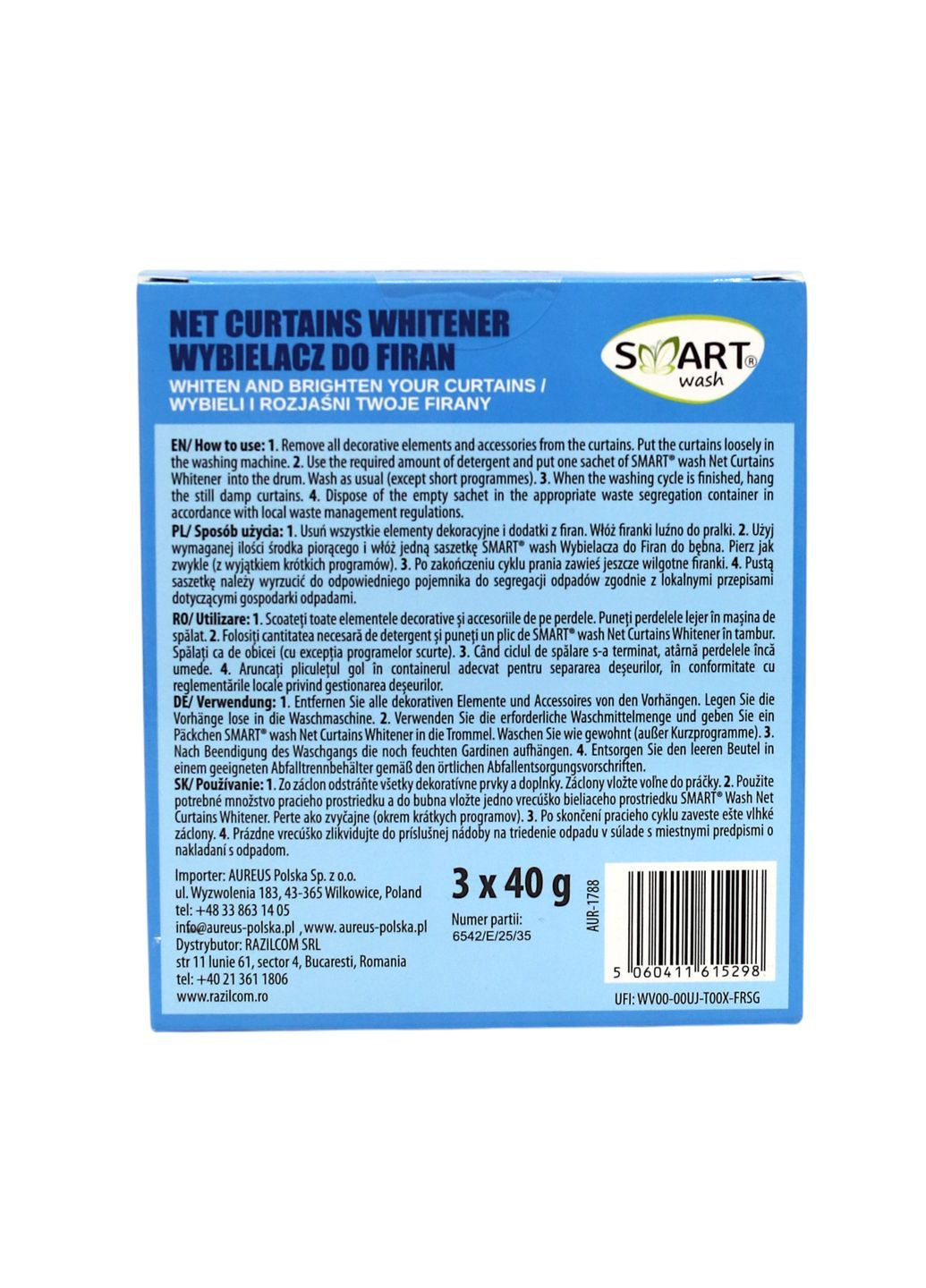 Отбеливатель для штор и гардин Smart Wash 3×40 г Smart Clean (368852285)