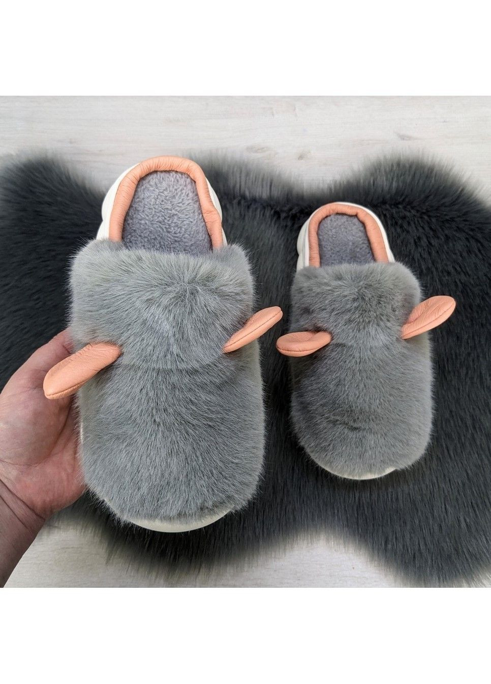 Тапочки жіночі домашні хутряні з вушками Fashion (311216660)