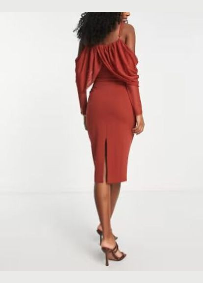 Теракотова святковий сукня з відкритими плечима Asos однотонна