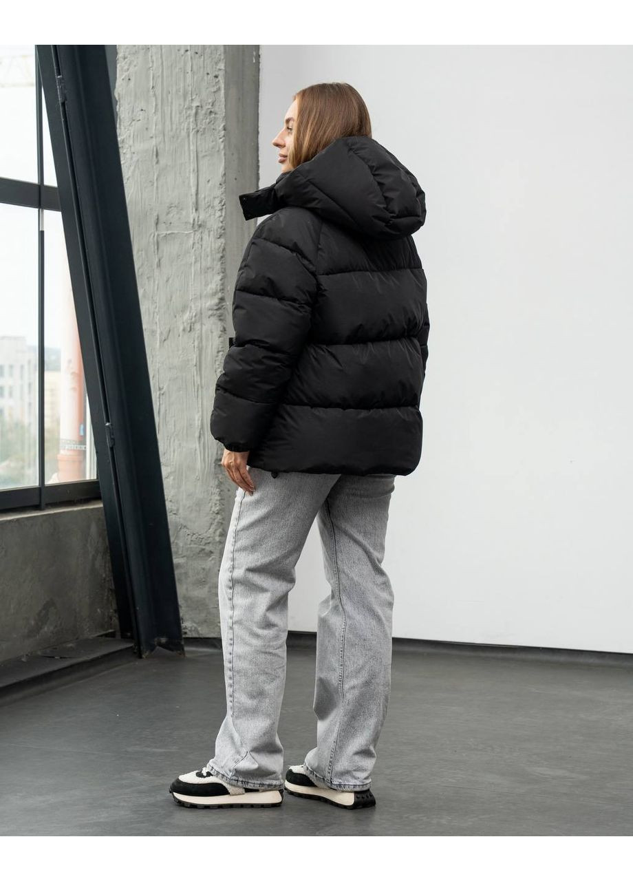 Черная зимняя стильный и ультратеплый пуховик Україна