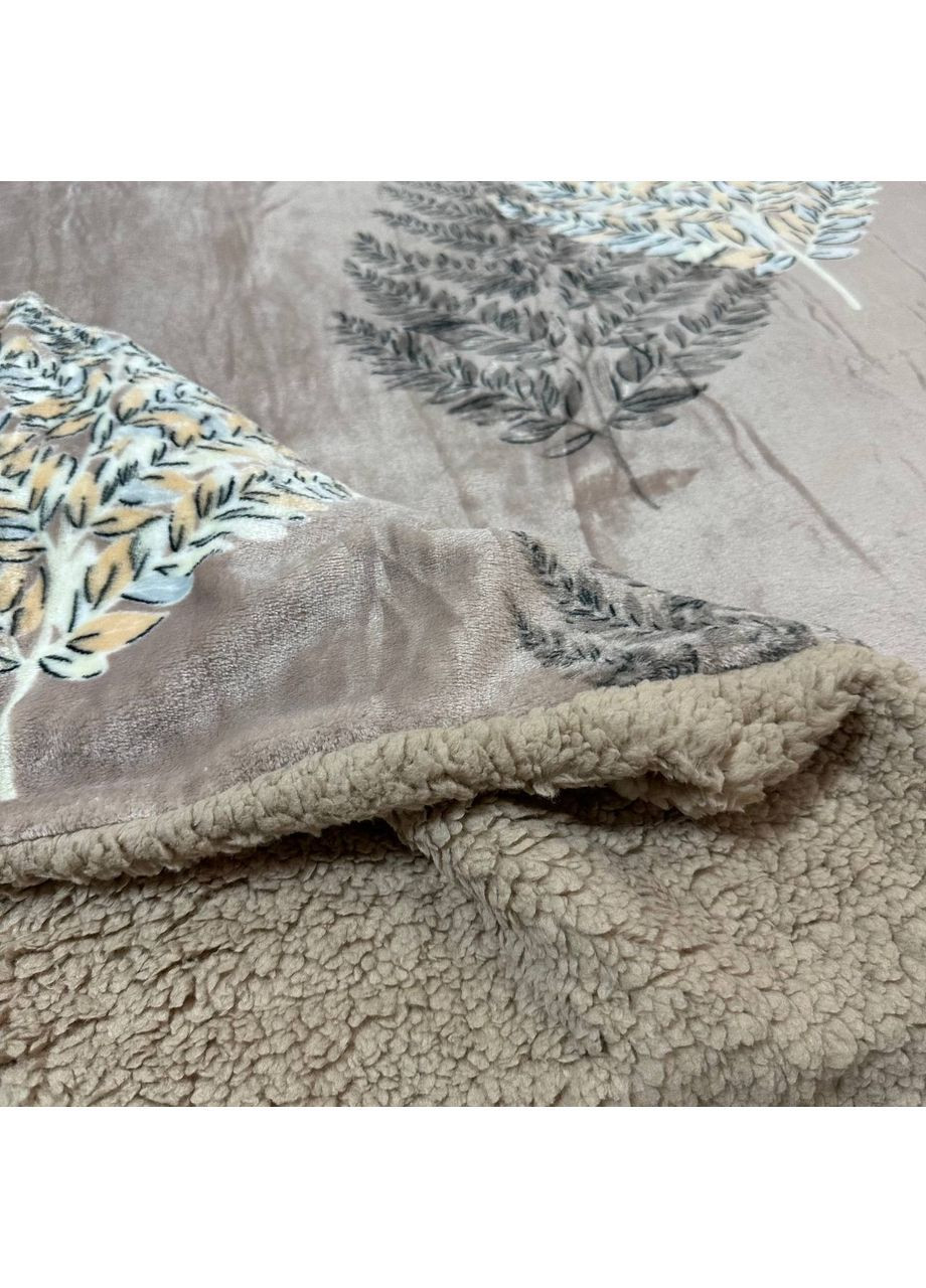 Двосторонній Плед "Comfort & Style" (Велюр + Teddy Fur), розмір 150*210 см кавового кольору з малюнком No Brand (366957586)