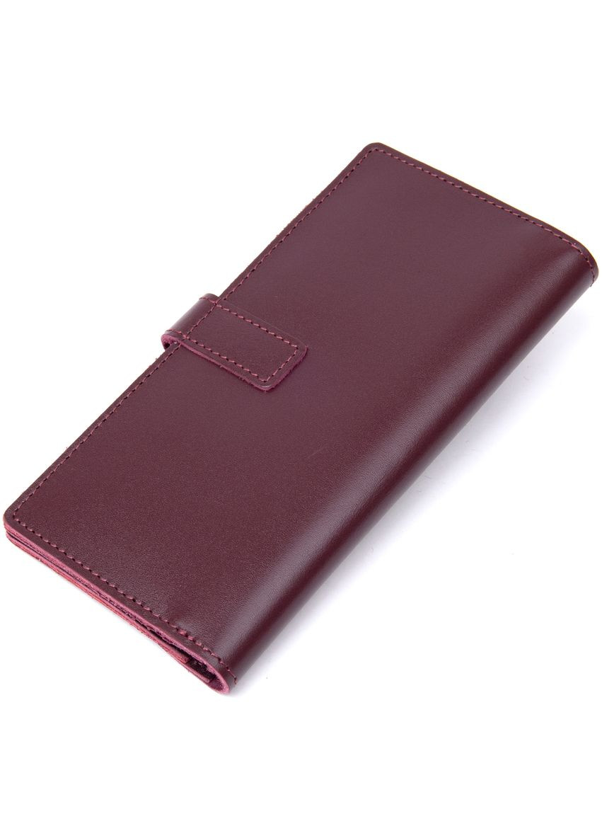 Жіноче портмоне з натуральної шкіри з кнопкою та відділенням на блискавці бордове (sku_11467) No Brand (328218622)