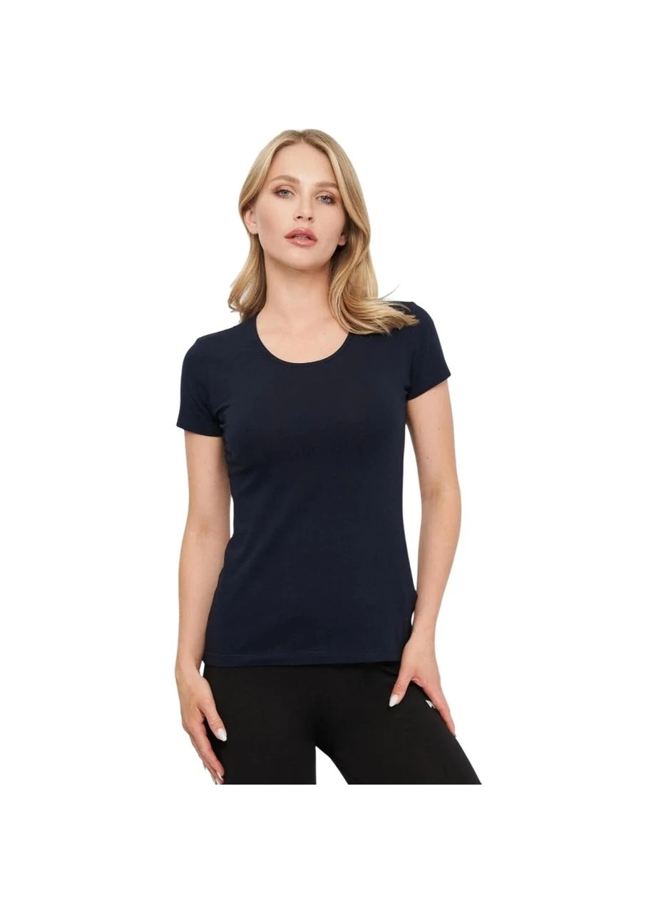 Футболка жіноча темно-синя K2501 BluNavy Kappa T-SHIRT MEZZA MANICA GIROCOLLO - (395428441)