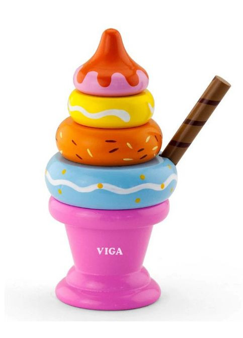 Пирамидка Toys 51321 Розовая деревянная игрушка Viga (317619363)