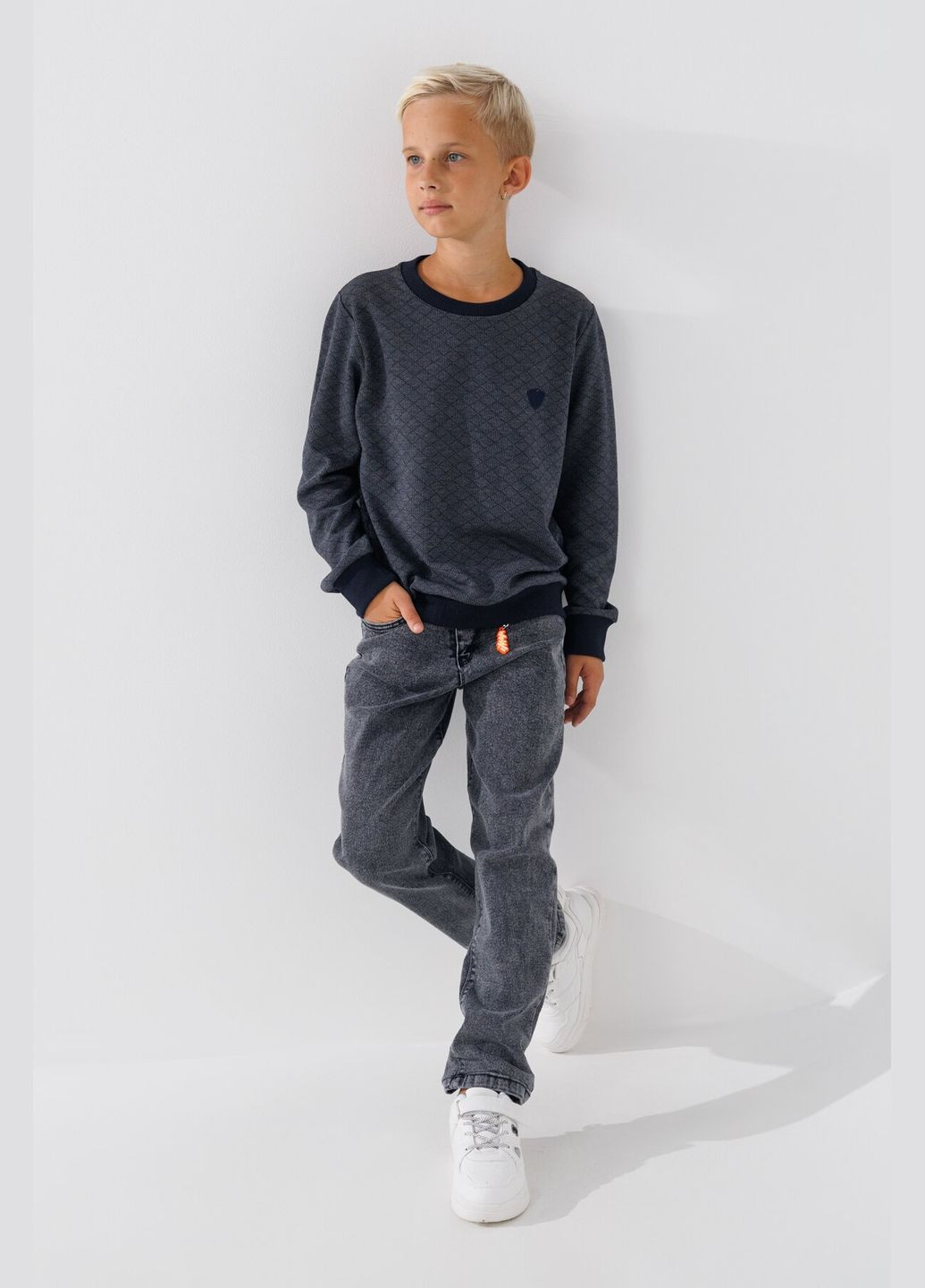 DENIZ свитшот однотонный для мальчика 3006 152 см темно-синий (2000990475381d) shop (2000990475381) темно-синий повседневный