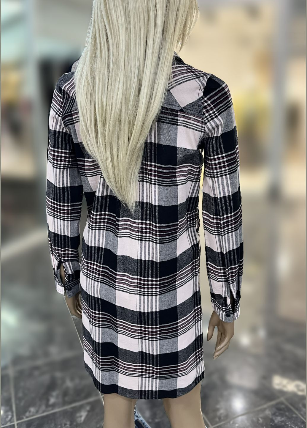 Комбинированное платье- рубашка байка натуральная KOTON