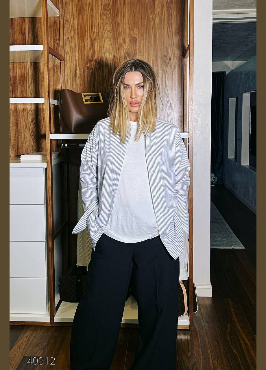 Синяя классическая рубашка в полоску Liton