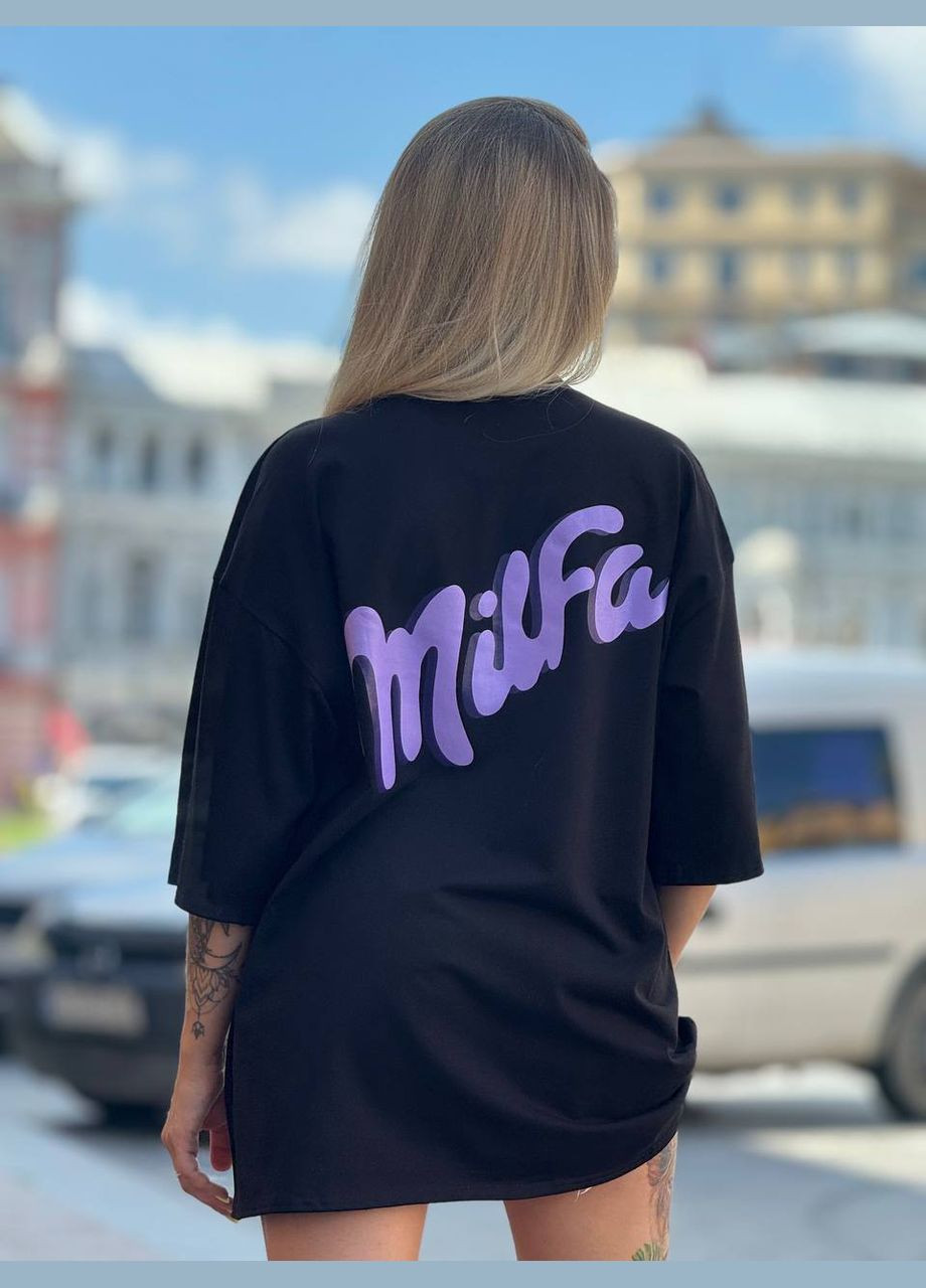 Жіноча базова футболка "MILFА" чорного кольору 28339 Ordio Fashion - (297003879)