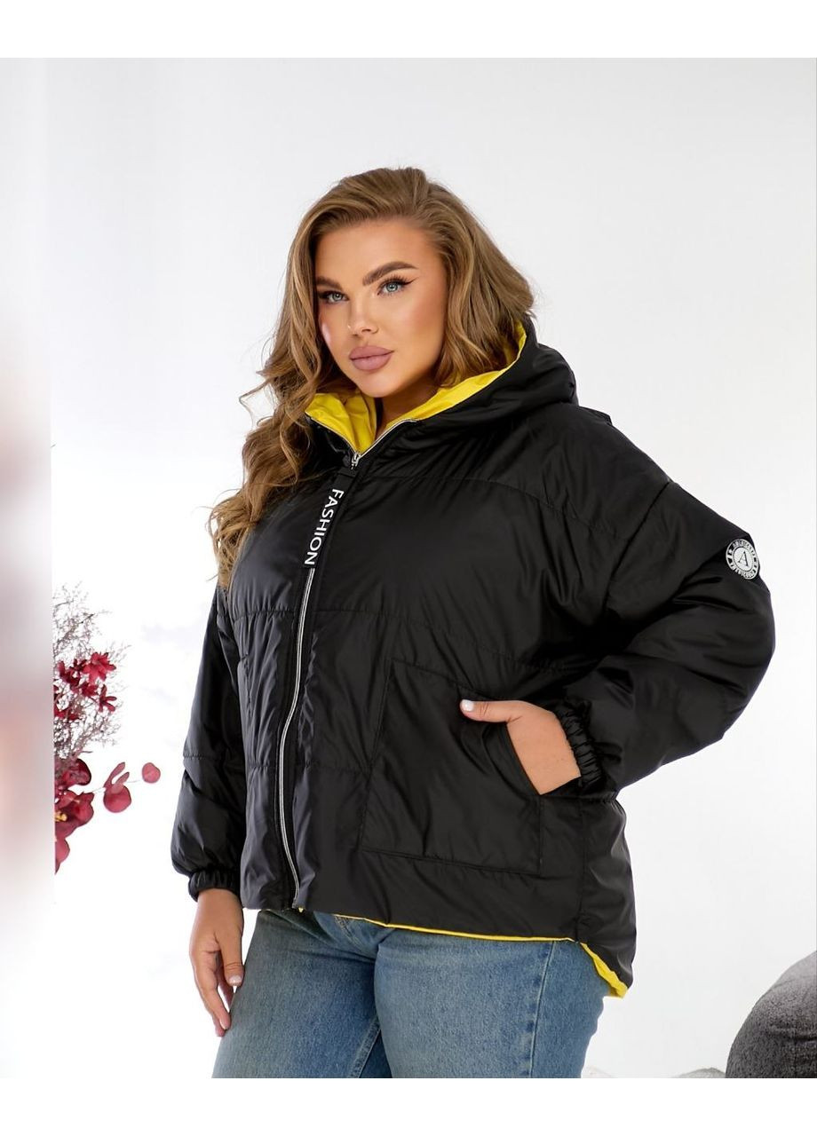 Желтая демисезонная женская весенняя куртка из плащевки — замеры в описании куртка-пальто Vione