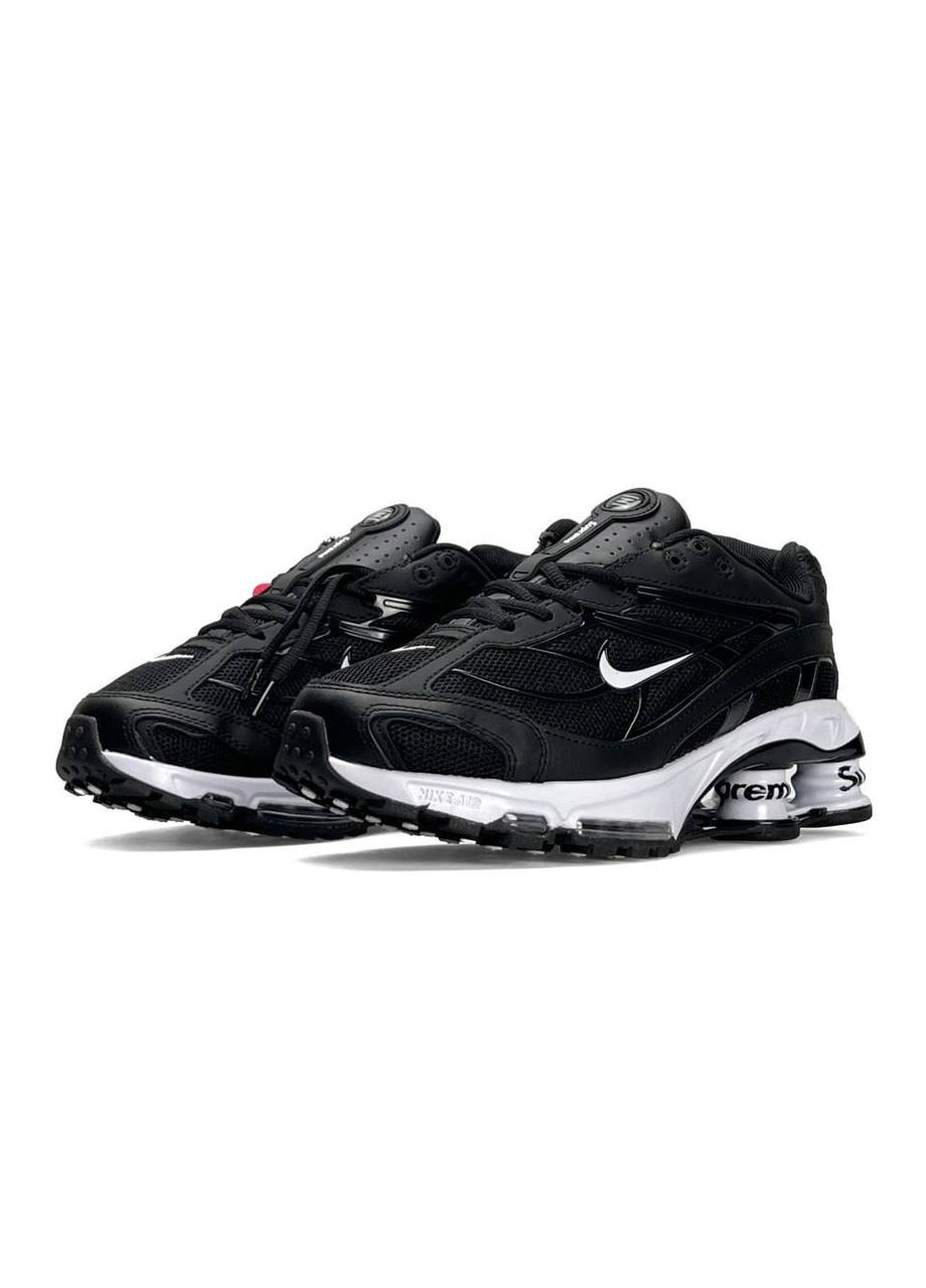 Черные демисезонные кроссовки мужские nike x No Brand Supreme Shox Ride 2 SP Black White