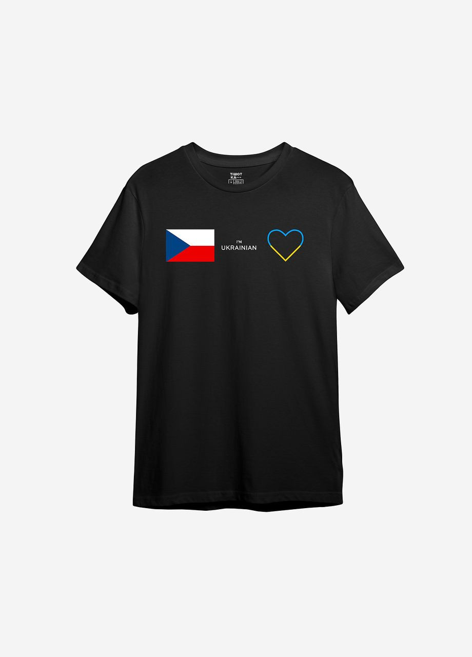 Черная всесезон футболка с принтом "чехiя" ТiШОТКА