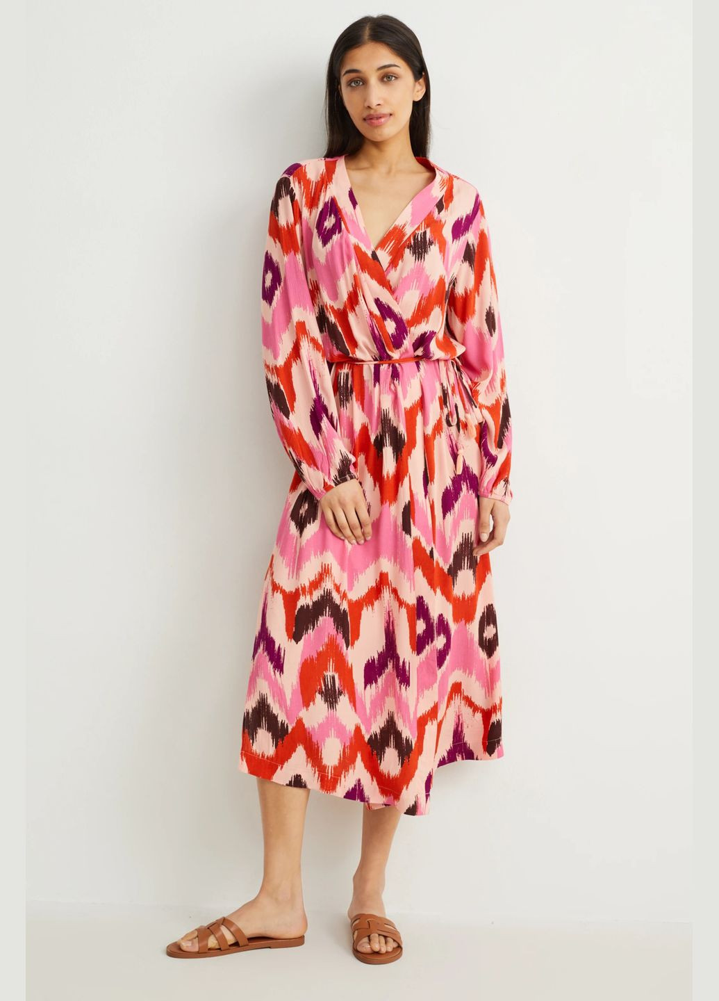 Комбинированное кэжуал платье макси C&A однотонное