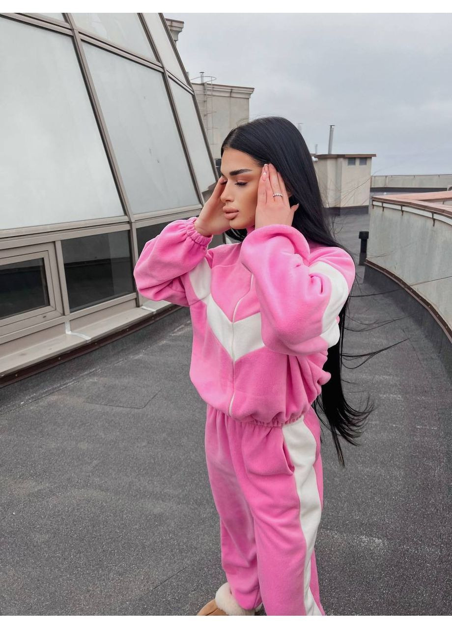 Жіночий флісовий спортивний костюм з контрастними смужками MonCher (370641043)