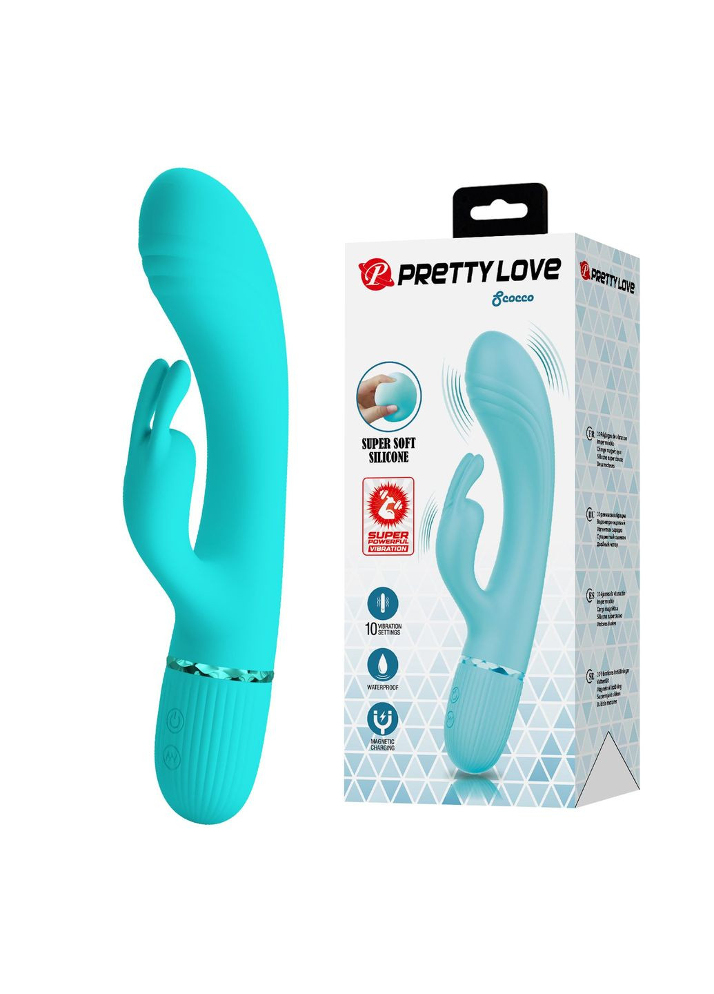 Вибратор-кролик Scocco, голубой, 20 х 3.6 см Pretty Love (361670093)