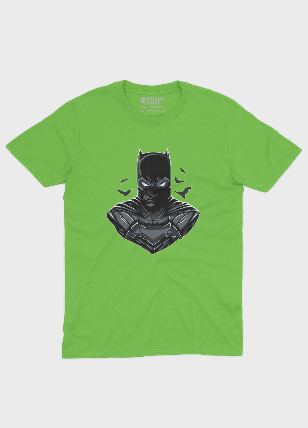 Салатова демісезонна футболка для хлопчика з принтом супергероя - бетмен (ts001-1-kiw-006-003-026-b) Modno