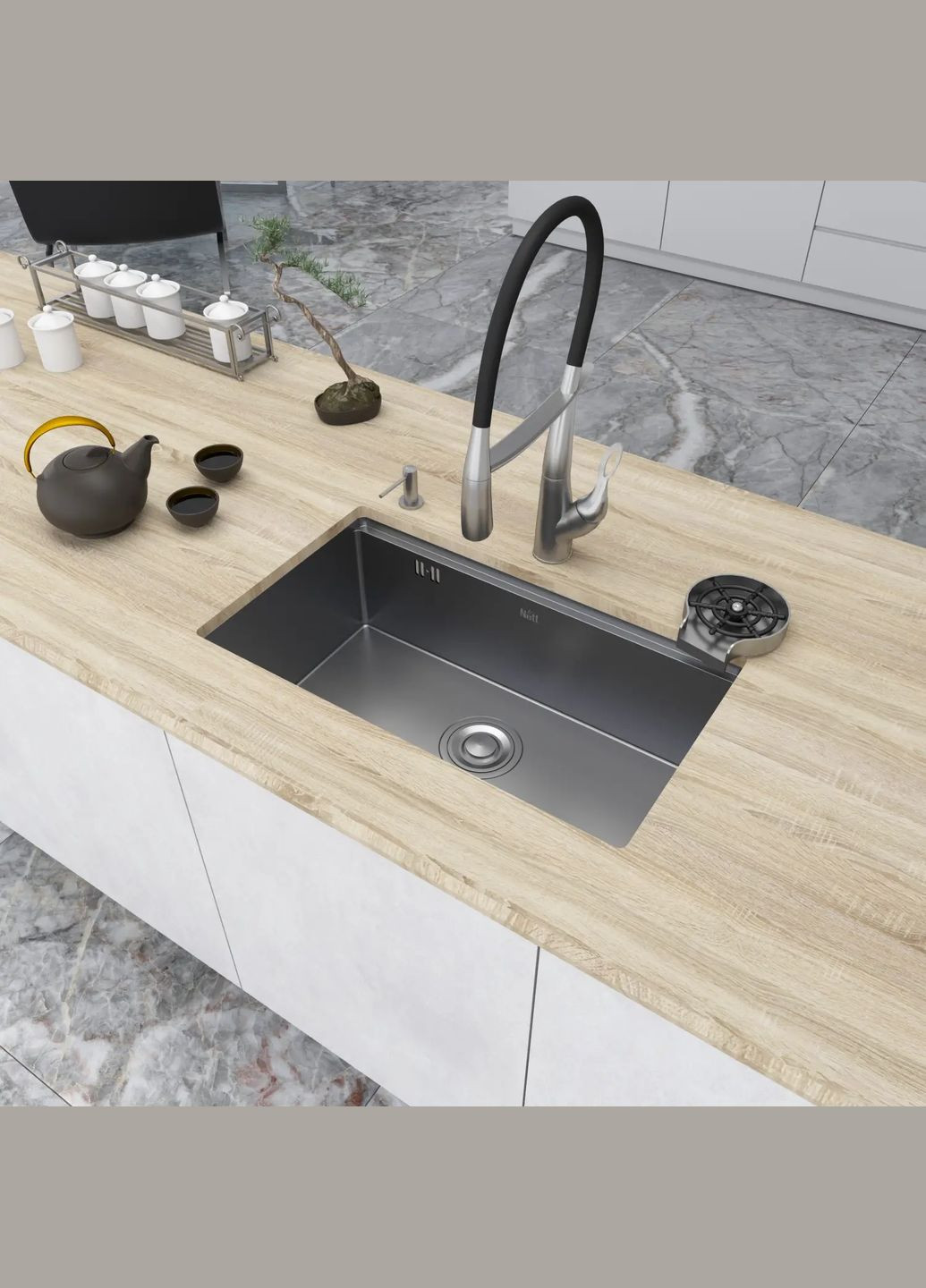 Мийка під стільницю для кухні з нержавійки кухонна станція Nett NS-7042 (316391531)