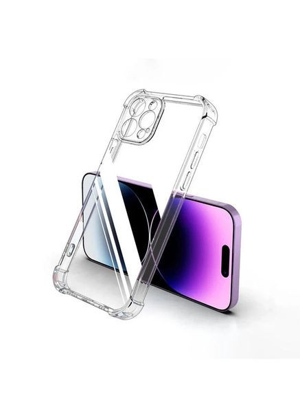 Силиконовый противоударный чехол панель + стекло 9Н на Iphone 15 Pro прозрачный (46453242454) Case (349843715)