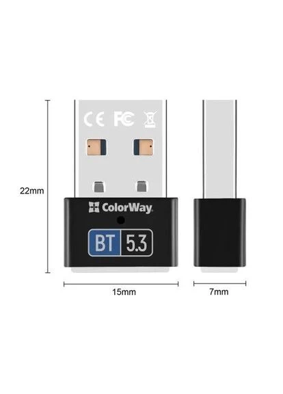 Адаптер USB Bluetooth,, v5.3, Black, Slim (CW-AD-BT53) CW-AD-BT53 Colorway (395352705)