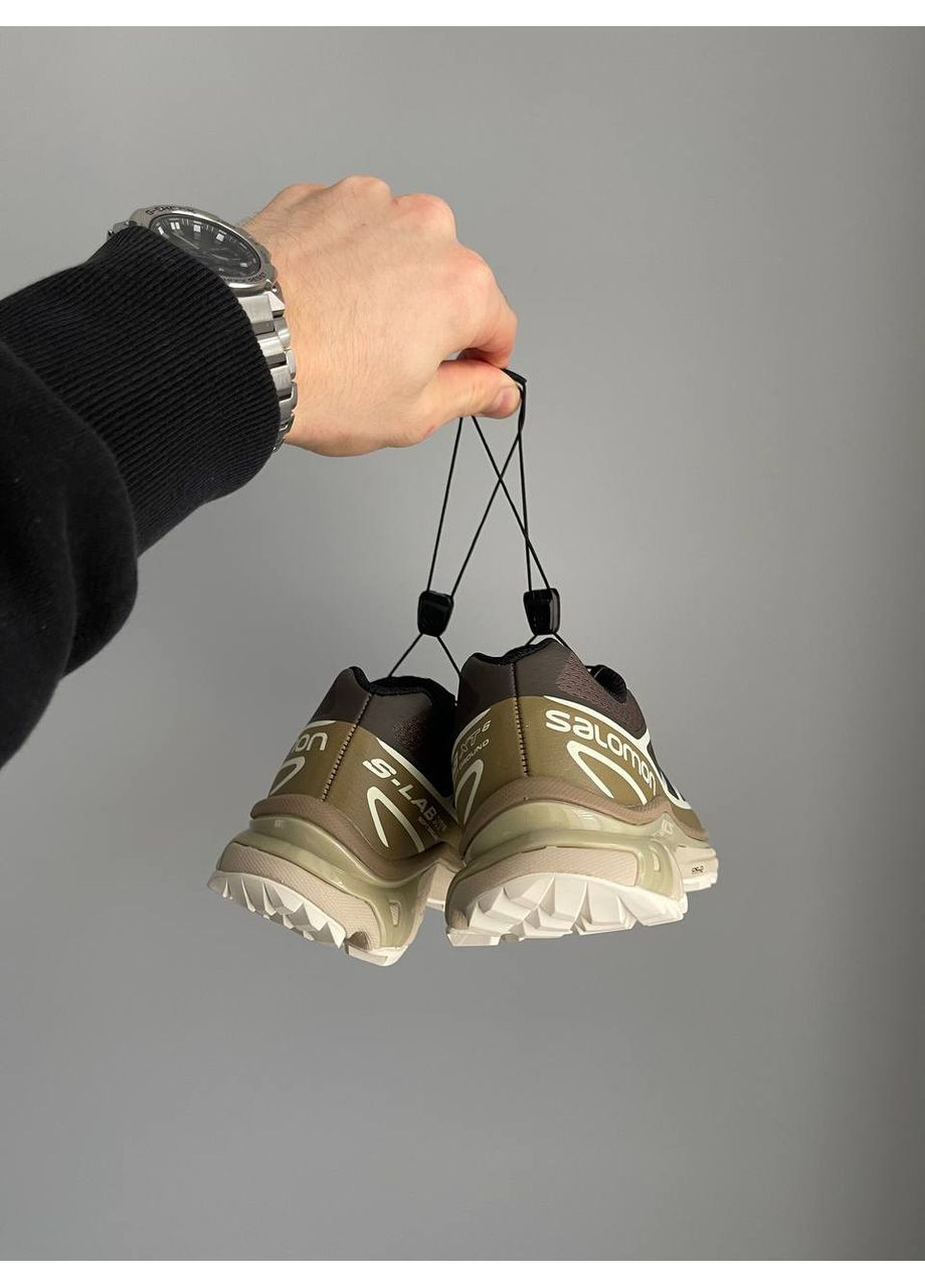 Коричневые демисезонные кроссовки мужские и женские Salomon XT-6 Soft Ground kangaroo brown beige | Саломон ХТ-25