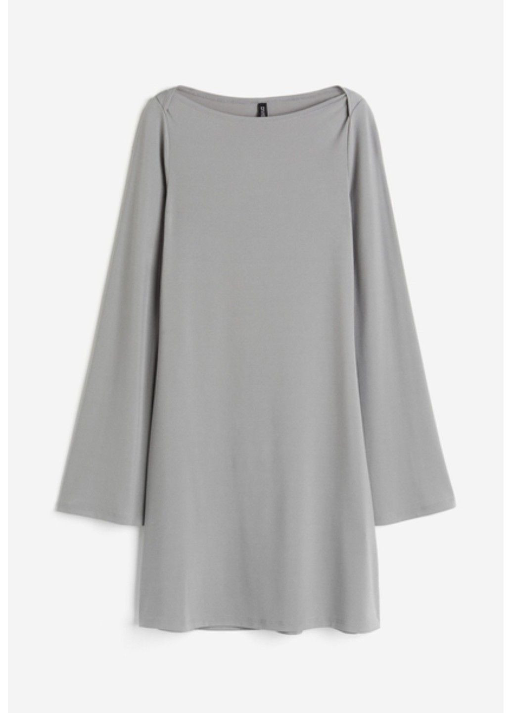 Светло-серое коктейльное женское трикотажное платье с длинными рукавами н&м (57141) xs светло-серое H&M
