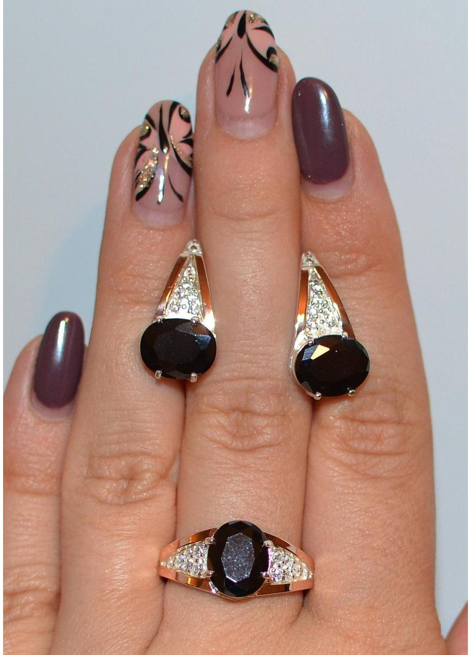 Срібний набір зі вставками з золота Silver Style (367268379)