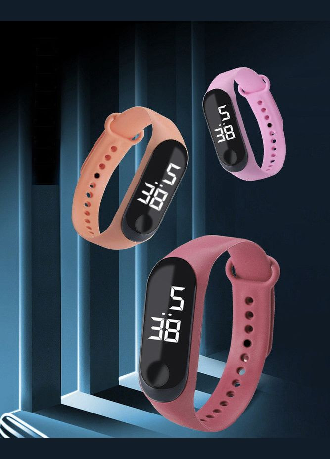 Дитячий сенсорний електронний годинник з браслетом водонепроникний Персиковий PRC (262890098)