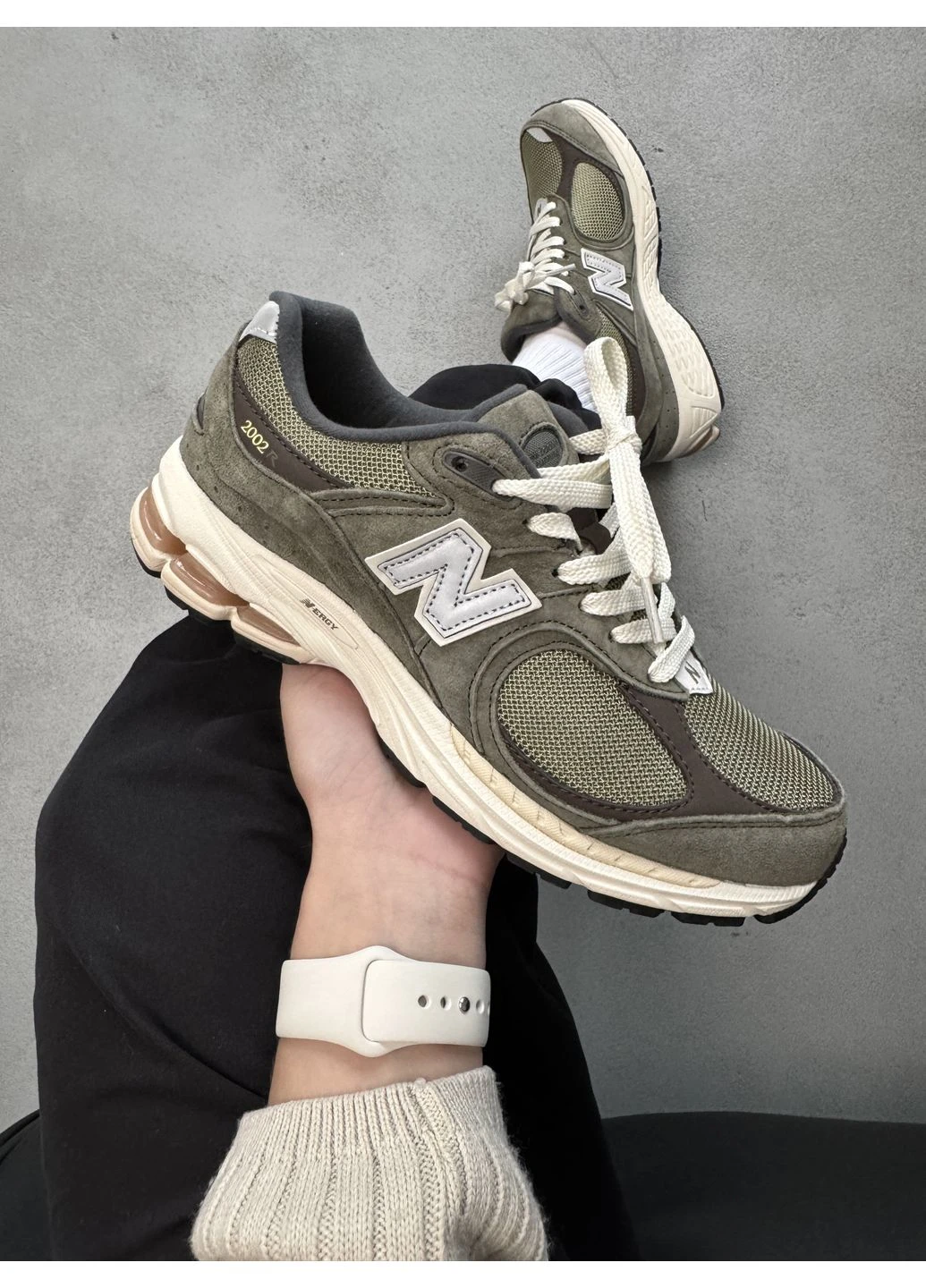 КРОССОВКИ ЖЕНСКИЕ NEW BALANCE 2002R KHAKI / BROWN НЬЮ БЕЛАНС 2002R No Brand комбинированные демисезоны (367172204)