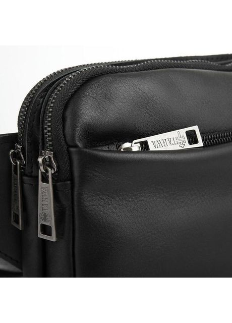 Чоловіча шкіряна сумка на пояс через плече для телефону та документів середня Чорний 38757 TARWA (352165927)