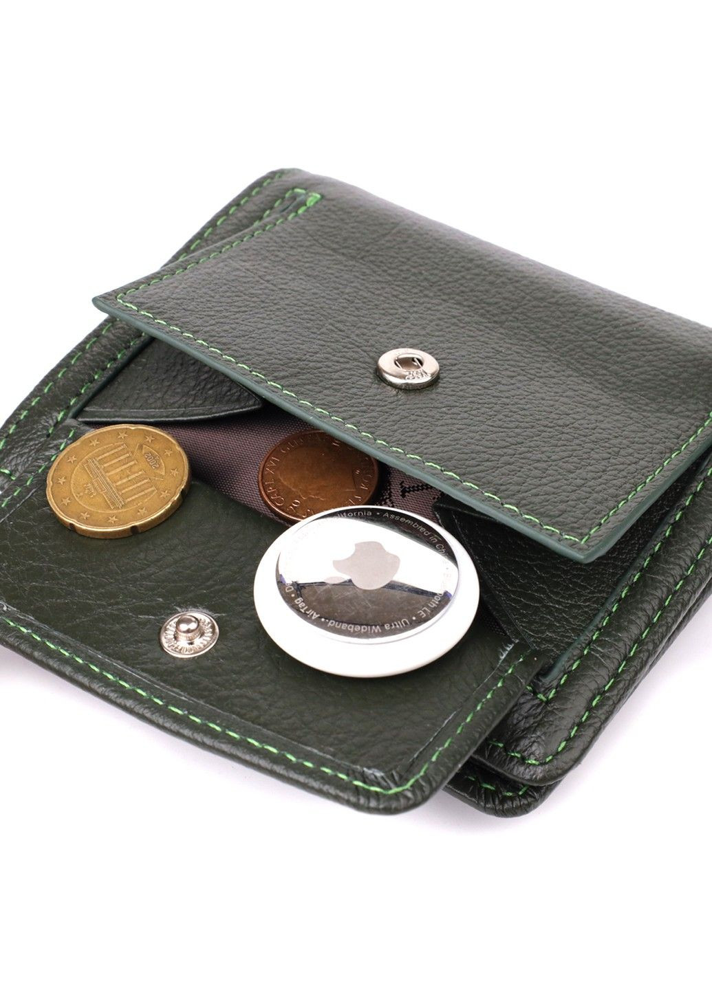 Вертикальний жіночий гаманець з натуральної шкіри 23070 Зелений st leather (330359605)