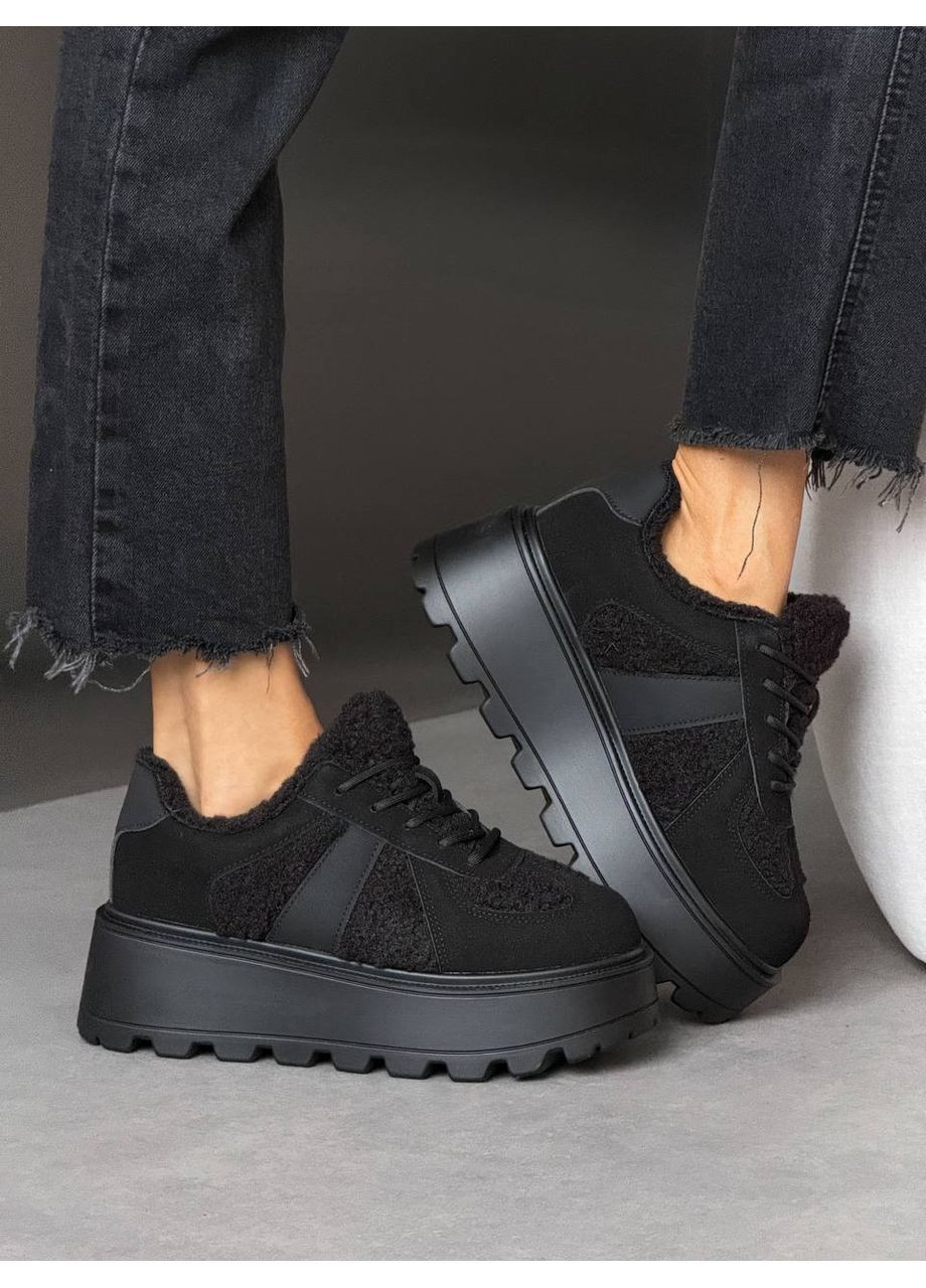 Зимние женские зимние ботинки кроссовки на платформе No Brand из натуральной замши, из натурального меха