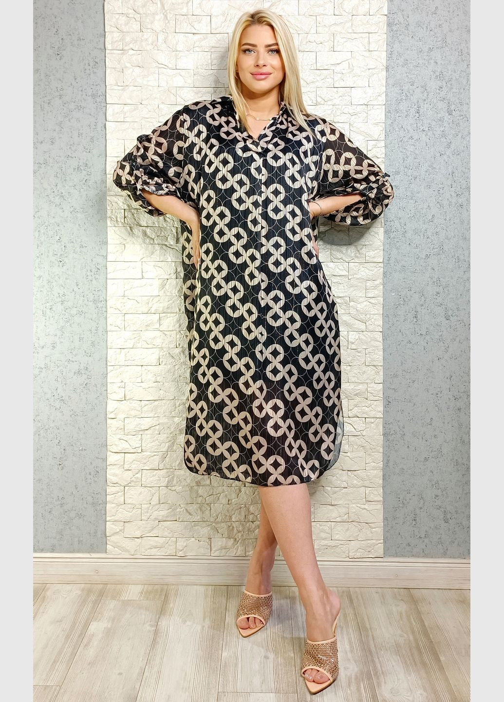 Черное повседневный, кэжуал платье Made in Italy с абстрактным узором