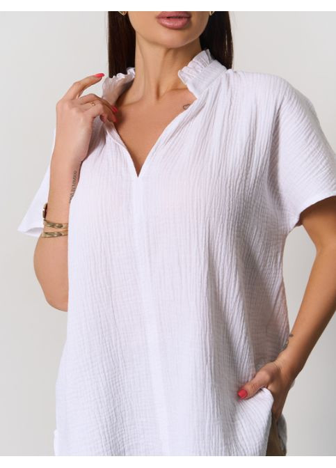 Белая свободная муслиновая блуза No Brand