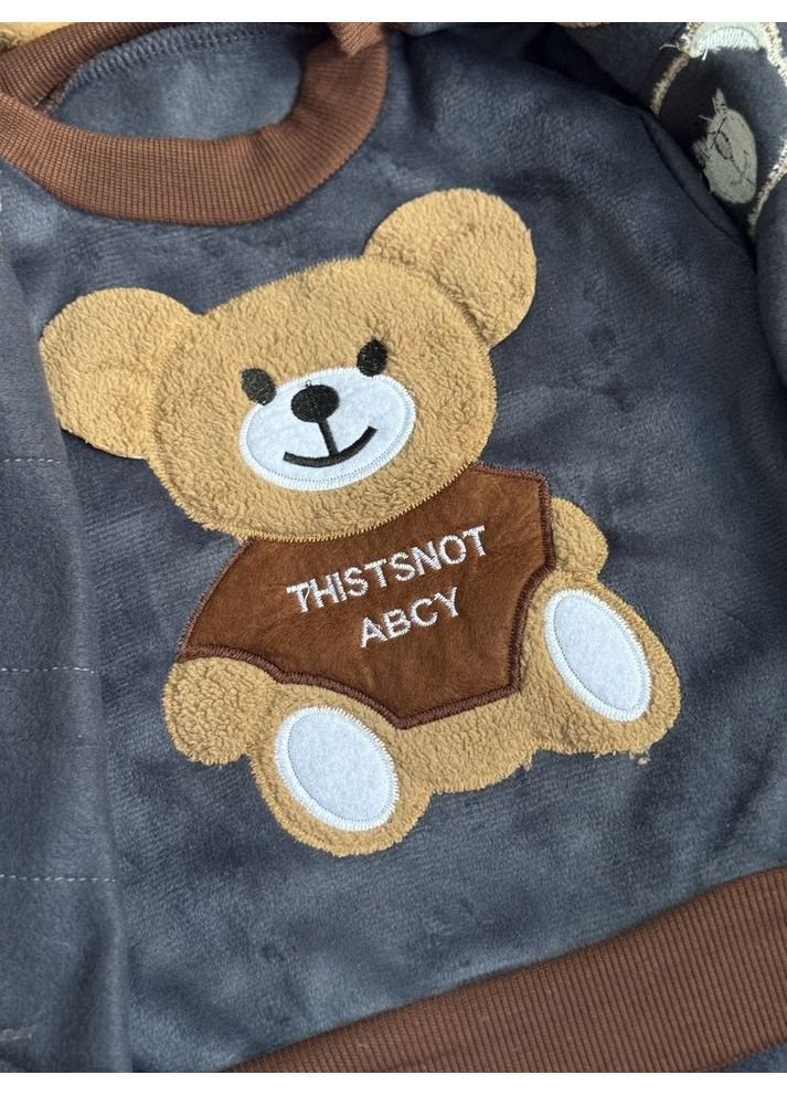 Комбинированный демисезонный костюм тройка bear серый 1573 No Brand