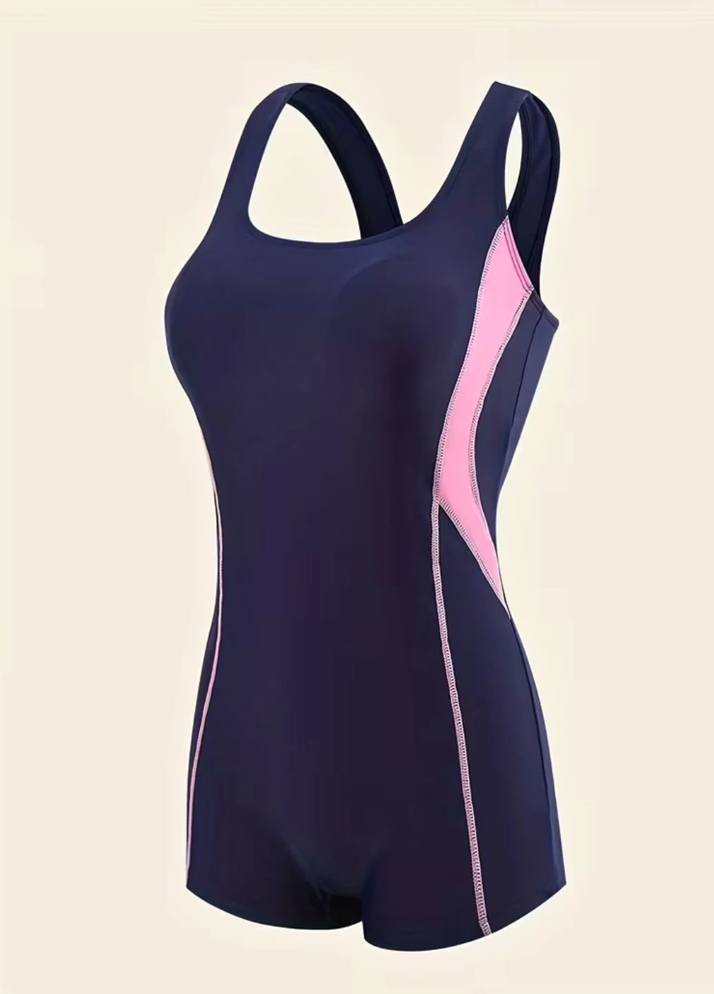 Синий летний женский спортивный купальник-комбинезон swimsuit boyleg athletic синий (9755) слитный FS