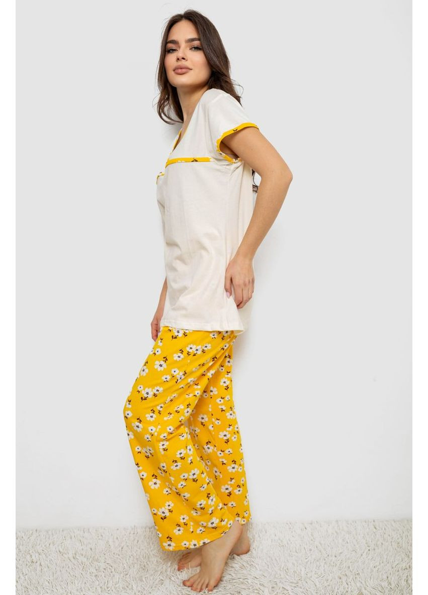 Молочная всесезон пижама женская с принтом Sport Line