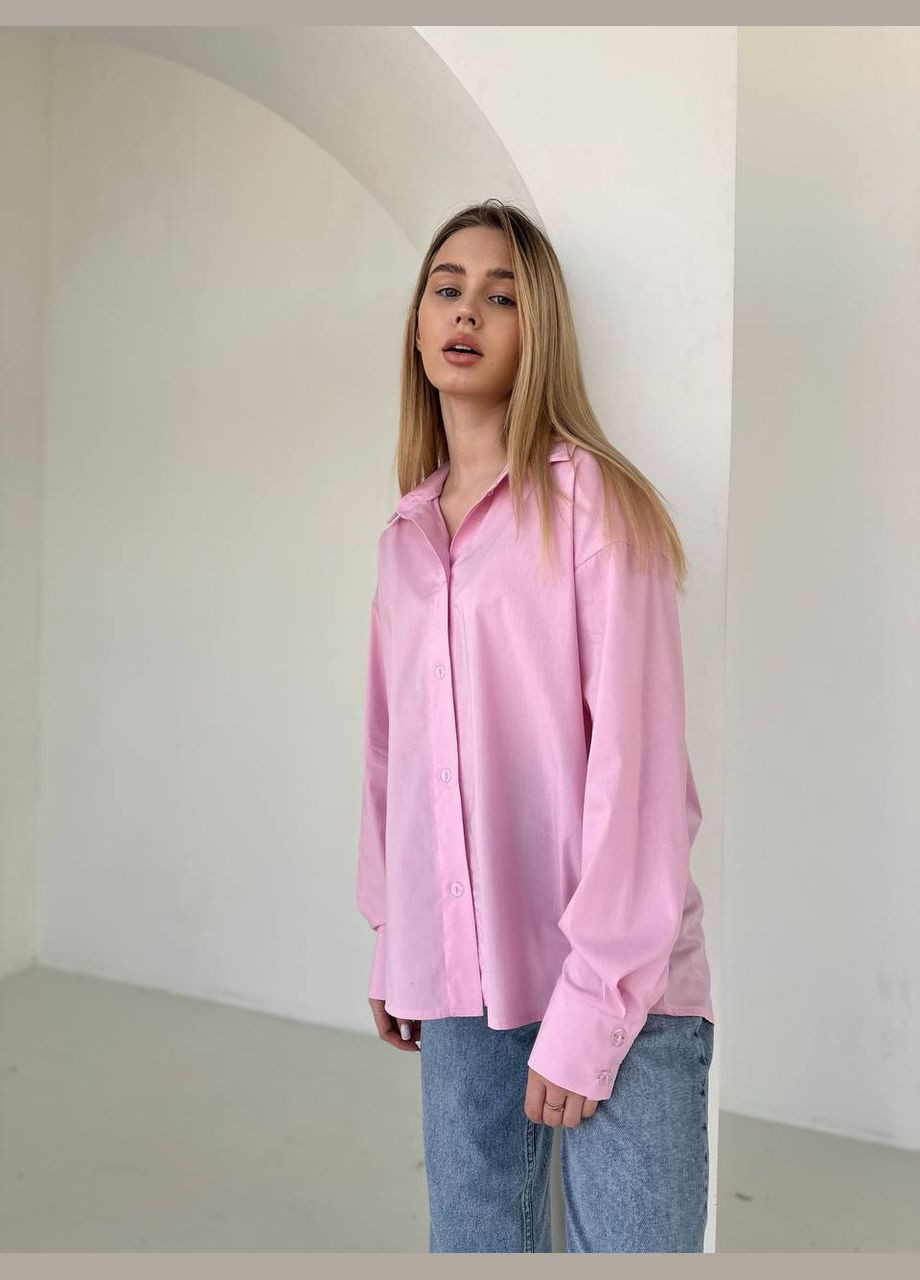 Розовая повседневный рубашка однотонная No Brand