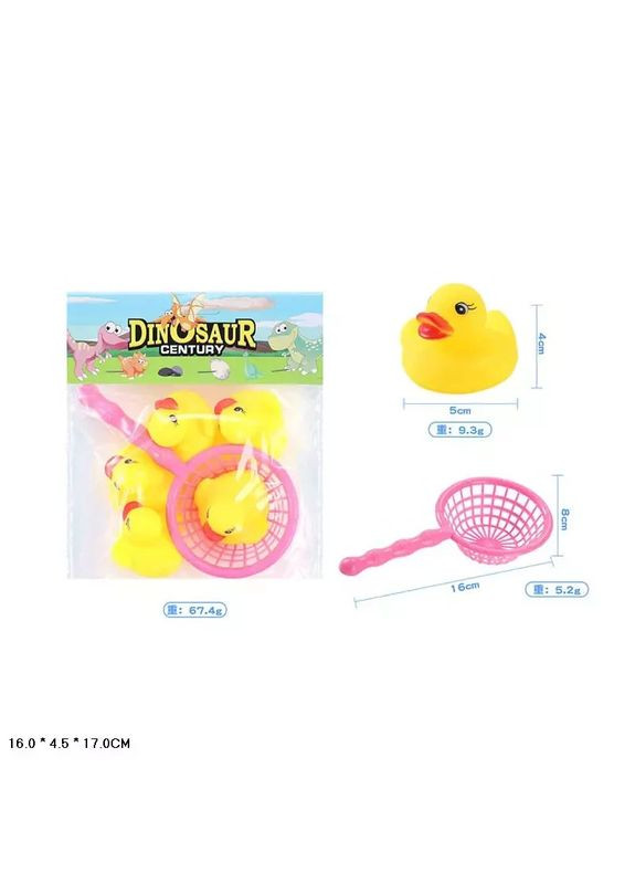 Іграшка для ванної пищалка качка 5 штук та сачок наборі 669A7 No Brand (362429194)