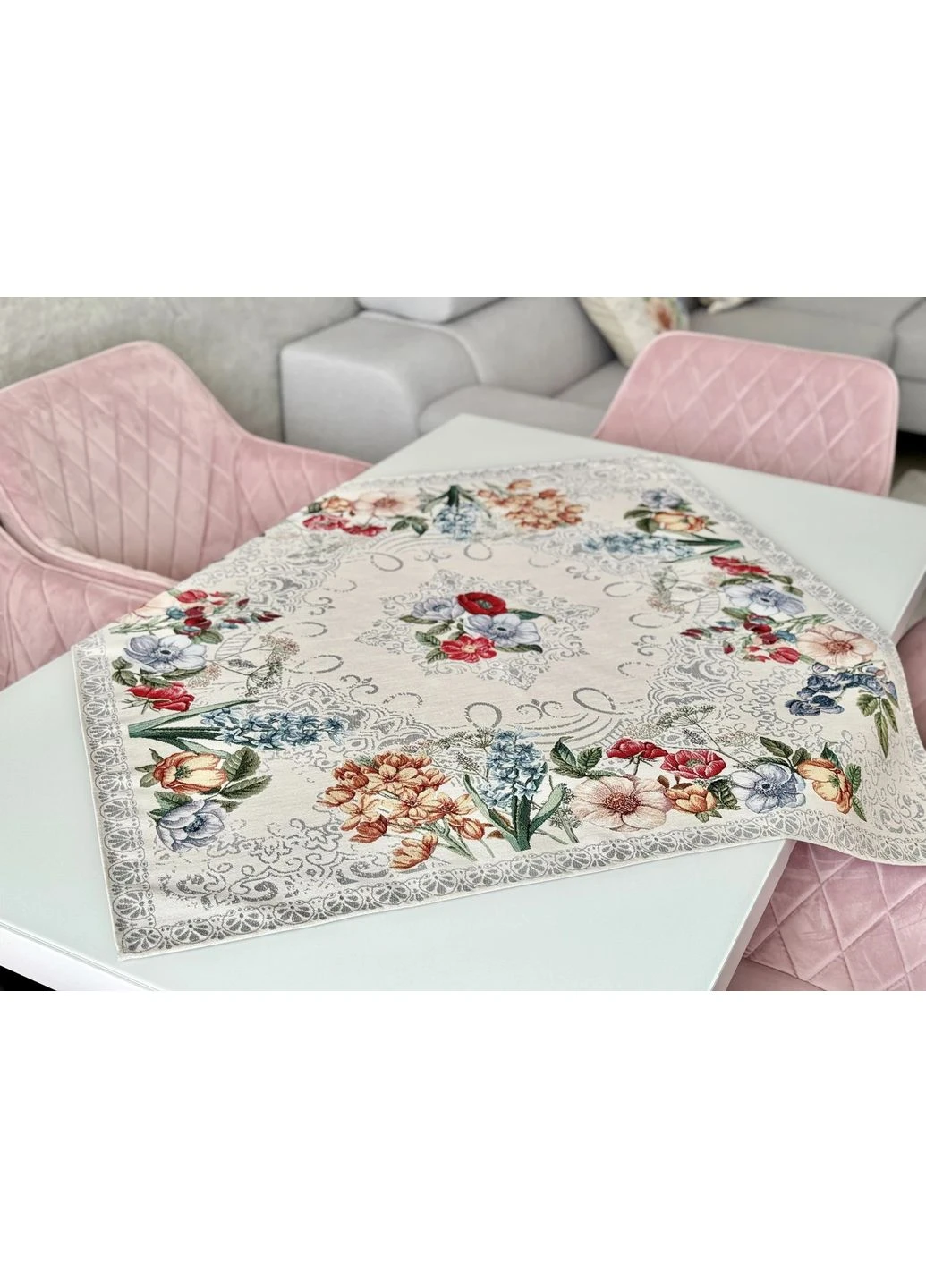 Скатертина гобеленова MANDALAS FLOWERS 97х100 см 40% поліестер 60% бавовна No Brand (401270576)