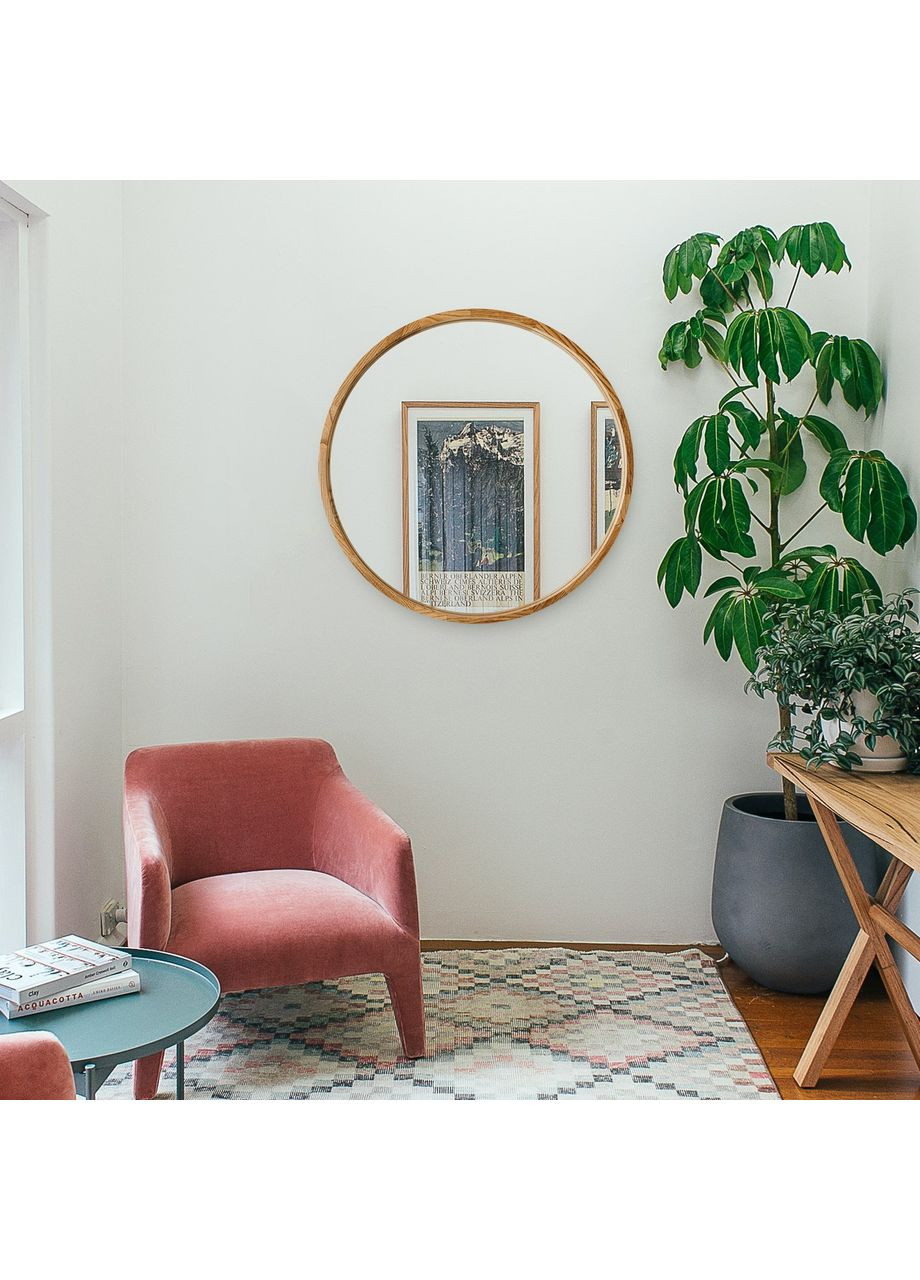 Зеркало круглое деревянное Natural Dark Ясень 65 см Luxury Wood Perfection (369547084)