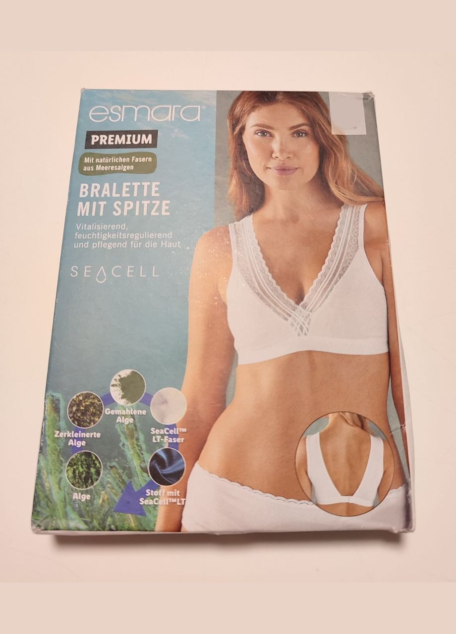 Білий бюстгальтер бралетт з волокнами морських водоростей seacell для жінки lycra® 434960 білий Esmara бавовна, трикотаж, мереживо