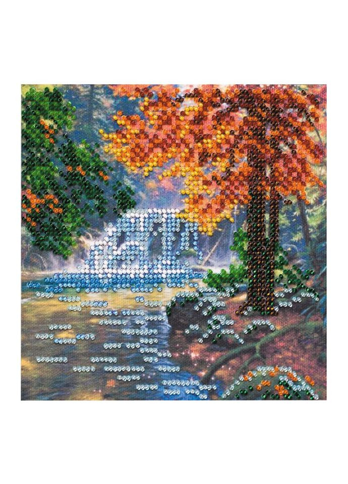 Набір для вишивання бісером "Біля водоспаду" AM-163 15х15 см No Brand (330603196)