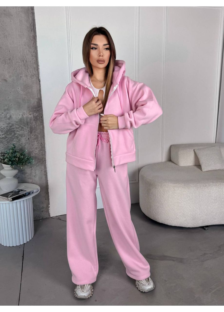 Жіночий спортивний костюм на флісi рожевого кольору 35753 No Brand (366725552)