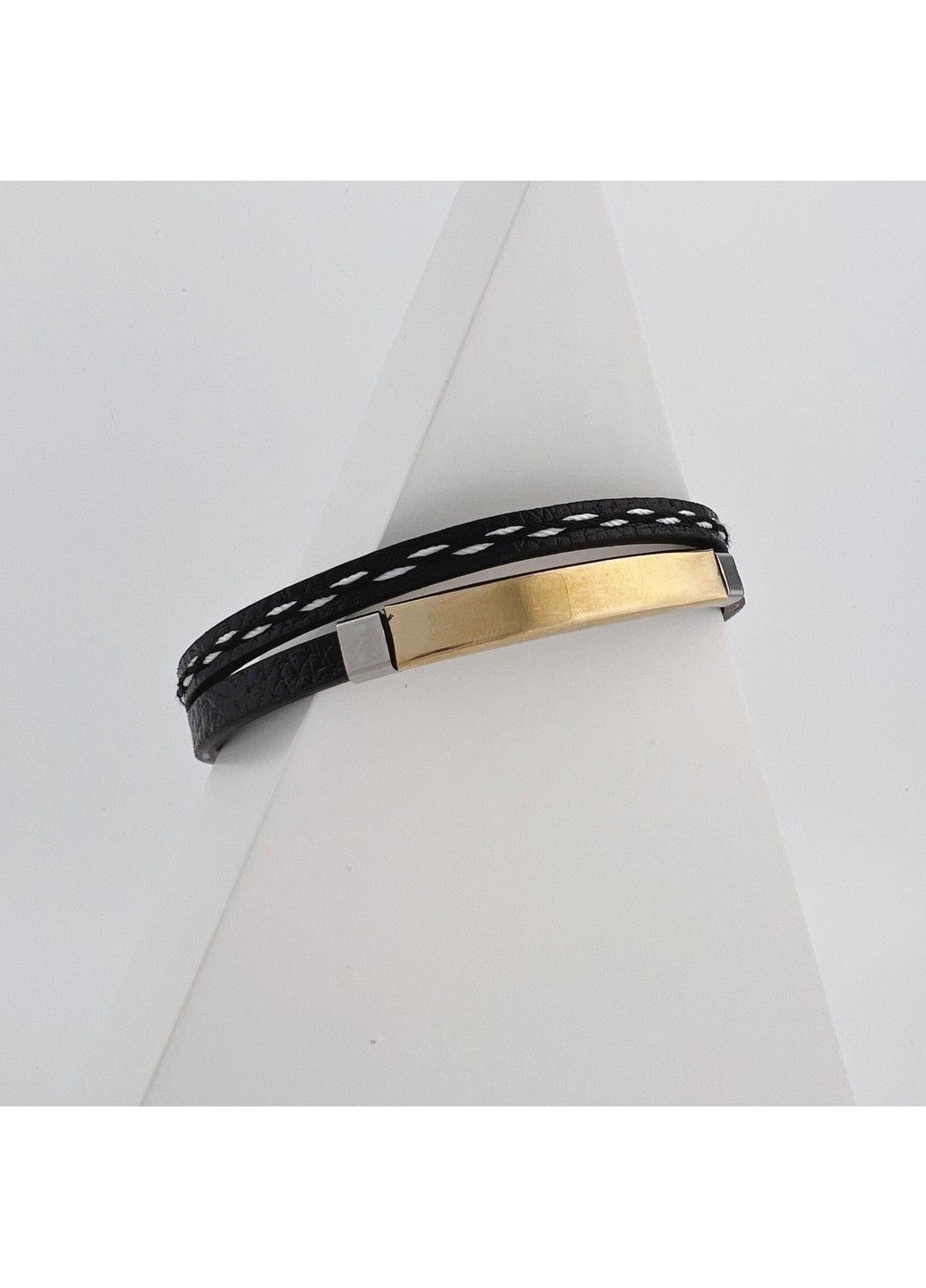 Браслет під гравіювання з медичної сталі на шкіряному ремішку 20.5см BH-003 No Brand (299486458)