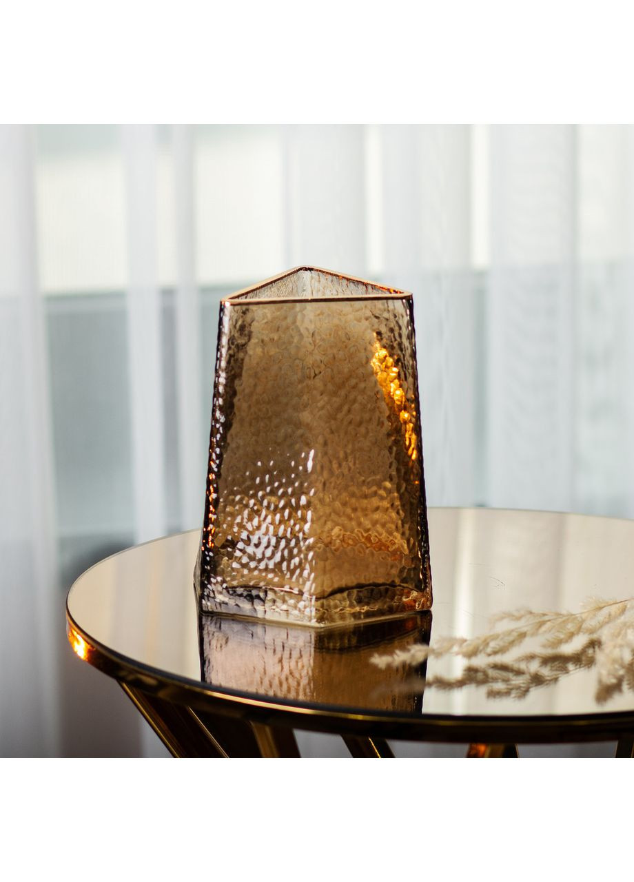 Декоративна трикутна скляна ваза із золотим обідком, 13 x 11,5 x 15,5 см HP-1710-1 Yiwu (370969145)