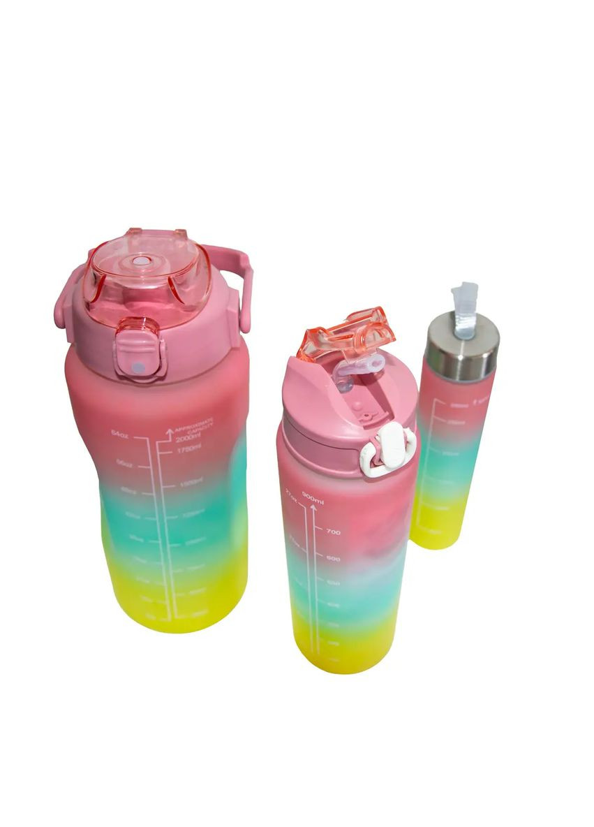 Спортивная Бутылка для воды и напитков Набор 3 шт. (500 мл, 900 мл, 2 л) YP65 - Фляга Градиент для Тренировок (602307135B) Clefers (303340181)