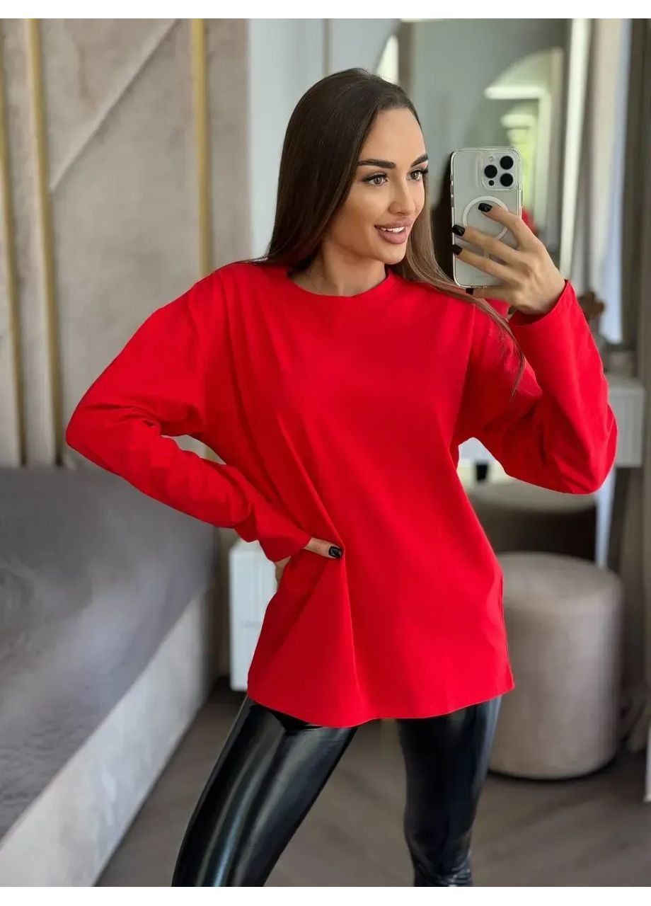 Лонгслів жіночий оверсайз, спущений рукав, колір червоний HiBrand (371014176)