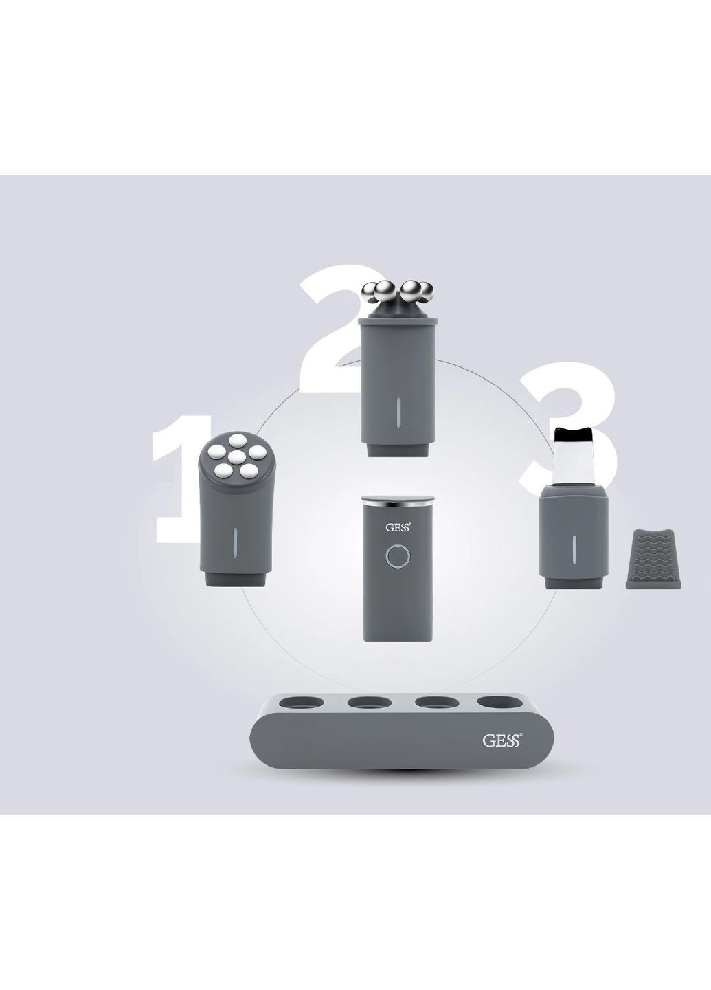 Масажер для обличчя 5 в 1 - ультразвукове очищення, мікроструми, RF ліфтинг, омолодження шкіри Gess (371929219)