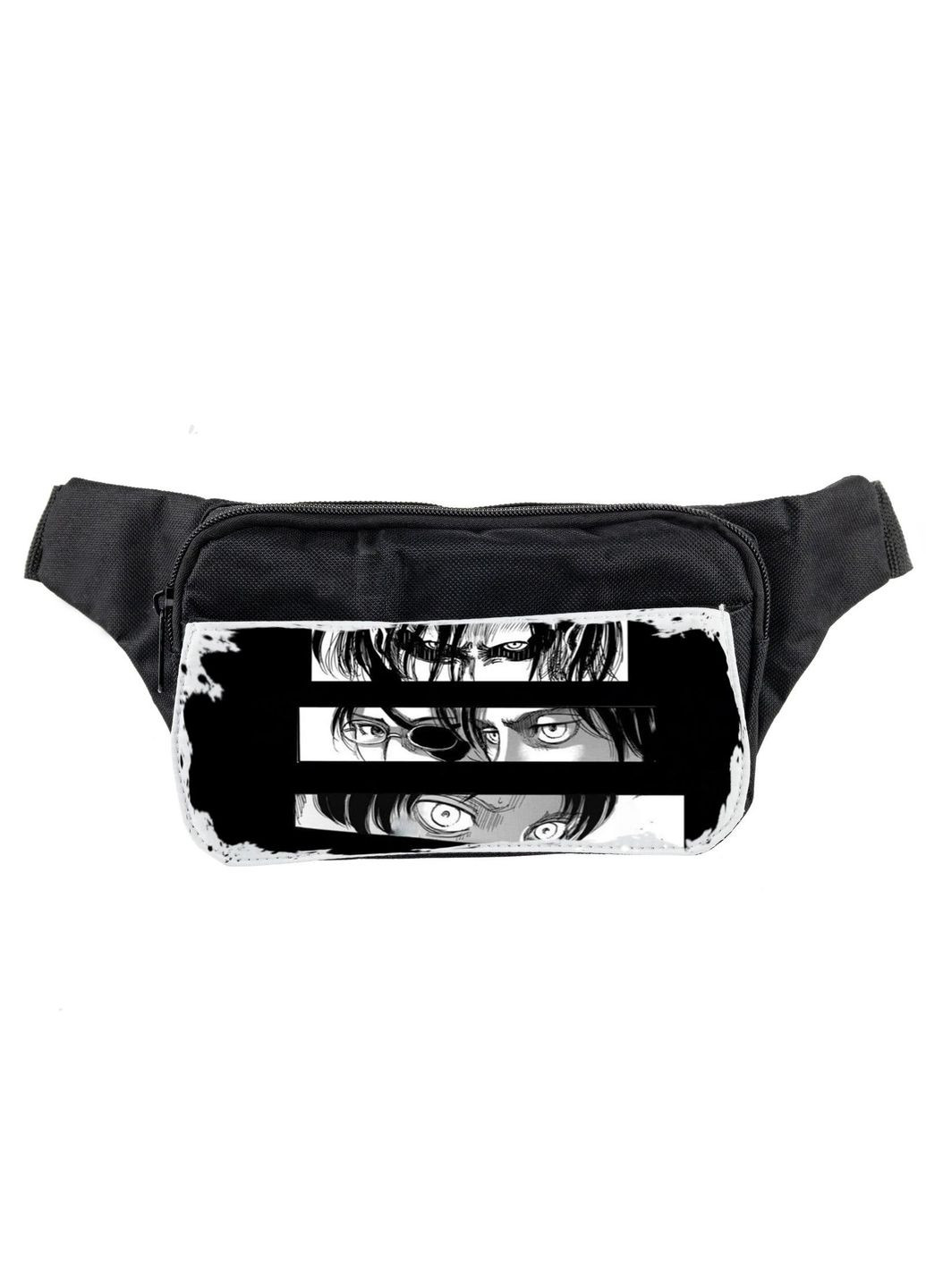 Сумка на пояс (через плечо) бананка, Аниме Атака Титанов #005 унисекс, 14*22 см, черный No Brand (316123166)