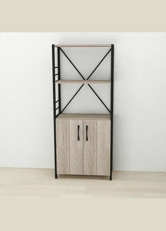 Етажерка 3/60 Серії Конект із тумбою 144x60x28 Чорний ДСП Сонома Трюфель (FRD-104446) Ferrum-decor (353501320)